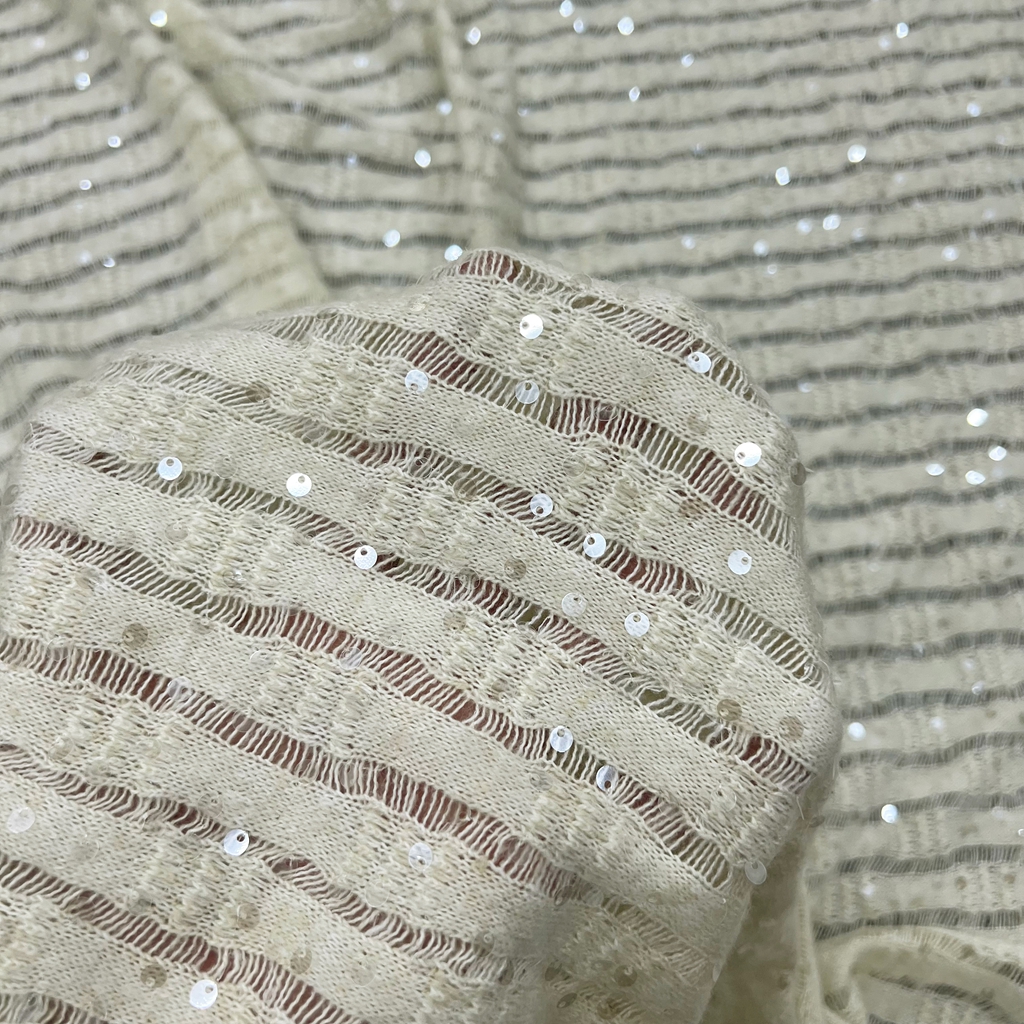 Crystal Mesh Fabric - 3D Verticale Pailletten Borduurwerk Stof Jurk