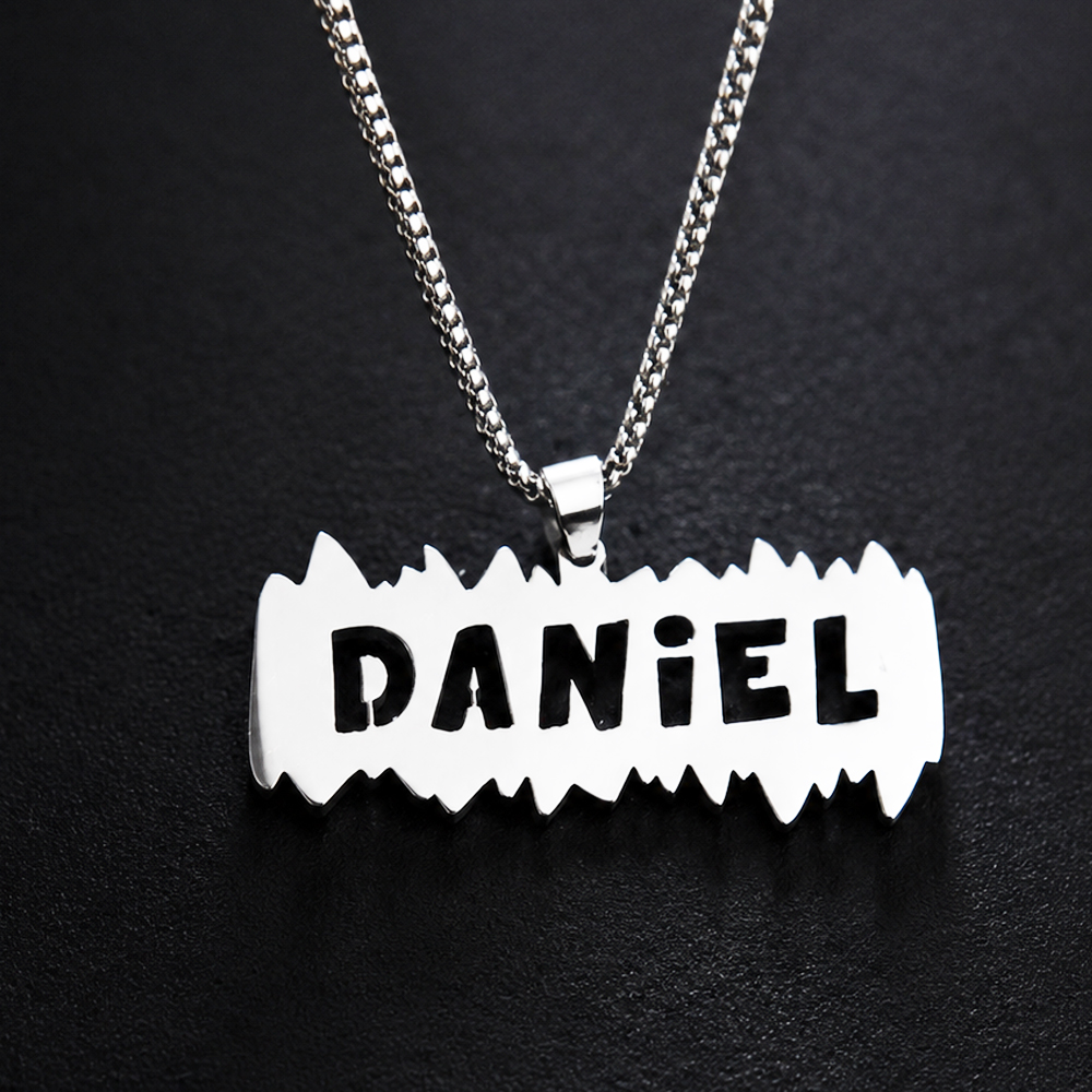 Pearl Trim Chain - Gepersonaliseerde naamplaatje hanger ketting op maat