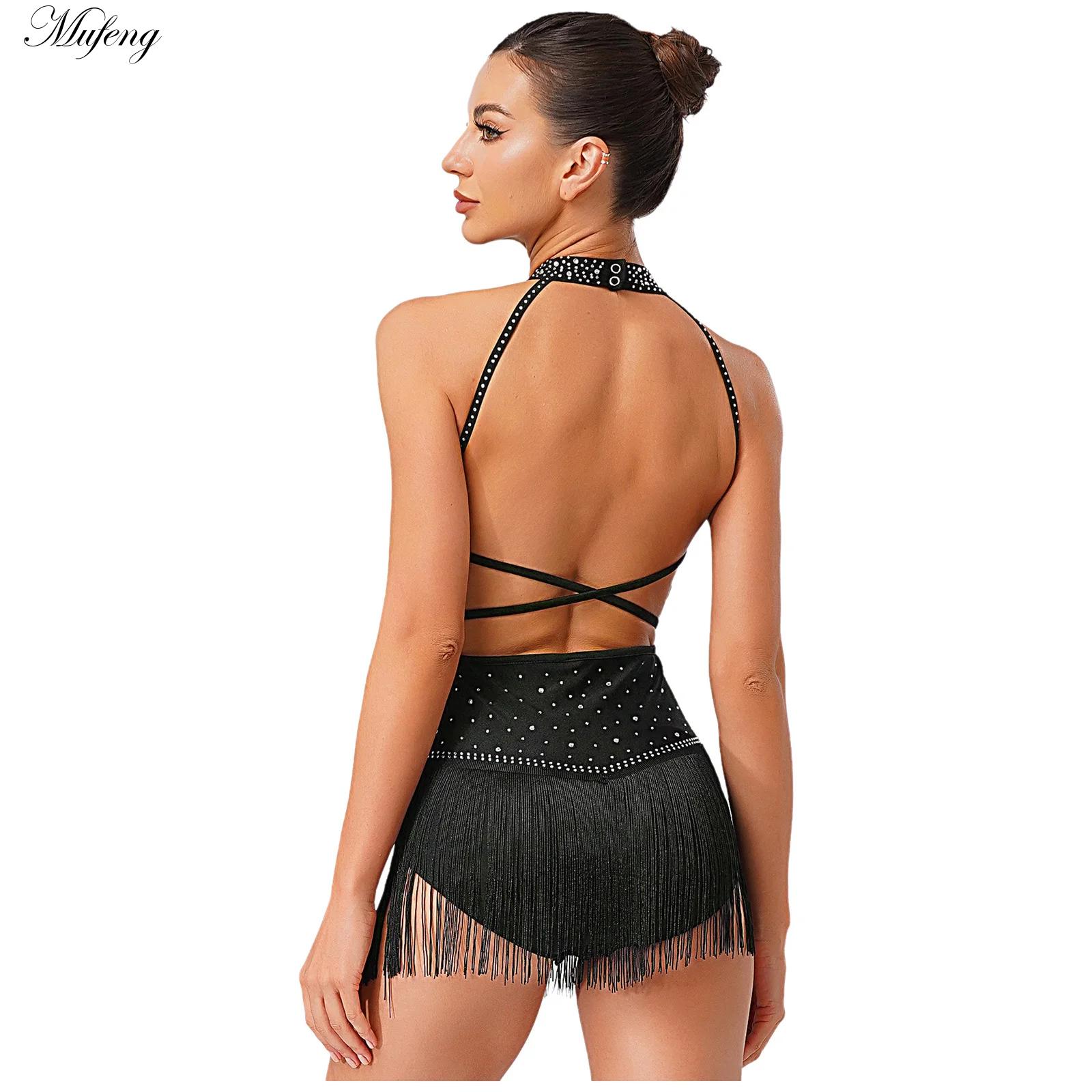 Rhinestone Banding Trim - Vrouwen Dans Ritmische Jurken Mouwloos Mock