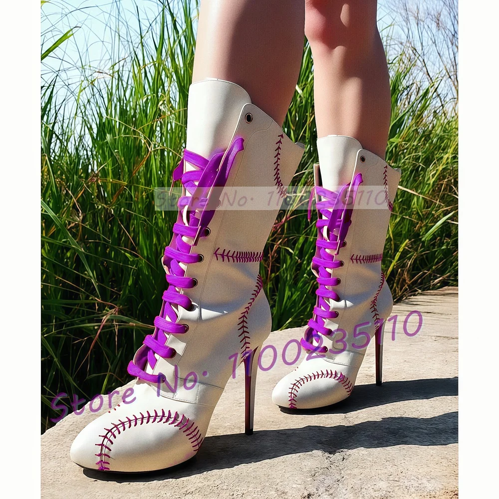 Guipure Lace Panel - Honkbal naaien ontwerp stiletto enkellaarsjes dames