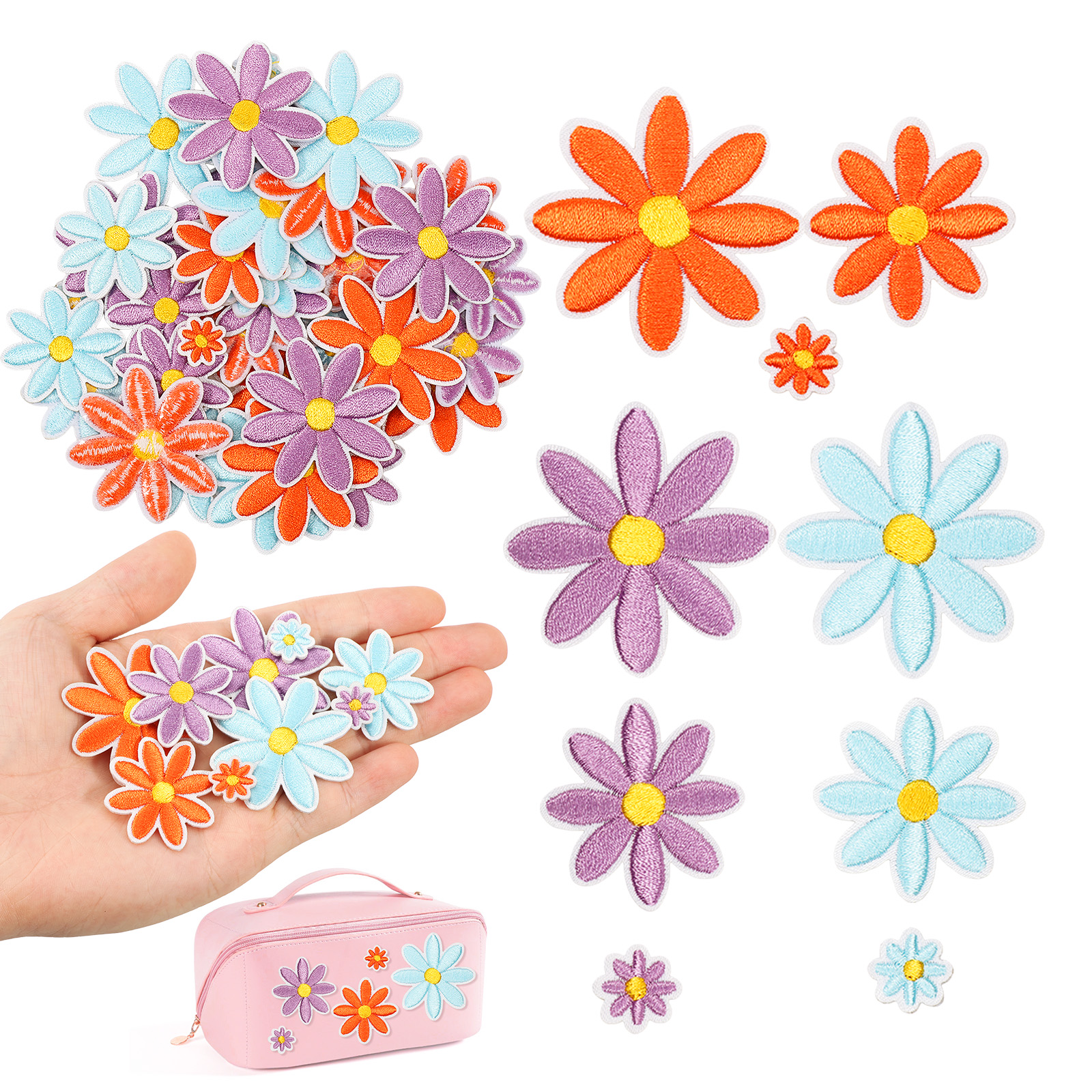 Applique Patch Flower - 60 stuks 3 maten Daisy bloemen