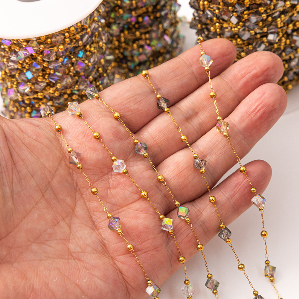 Pearl Trim Chain - 1 meter roestvrij staal onregelmatige gouden