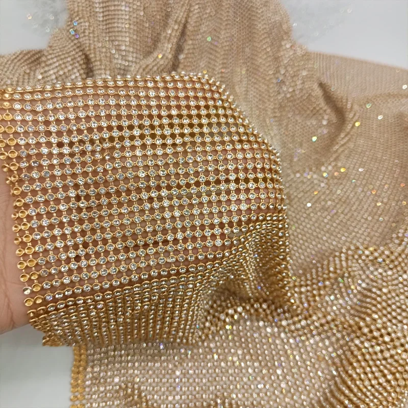 Crystal Mesh Fabric - 45x120 cm Sparkly Gold Base Strass