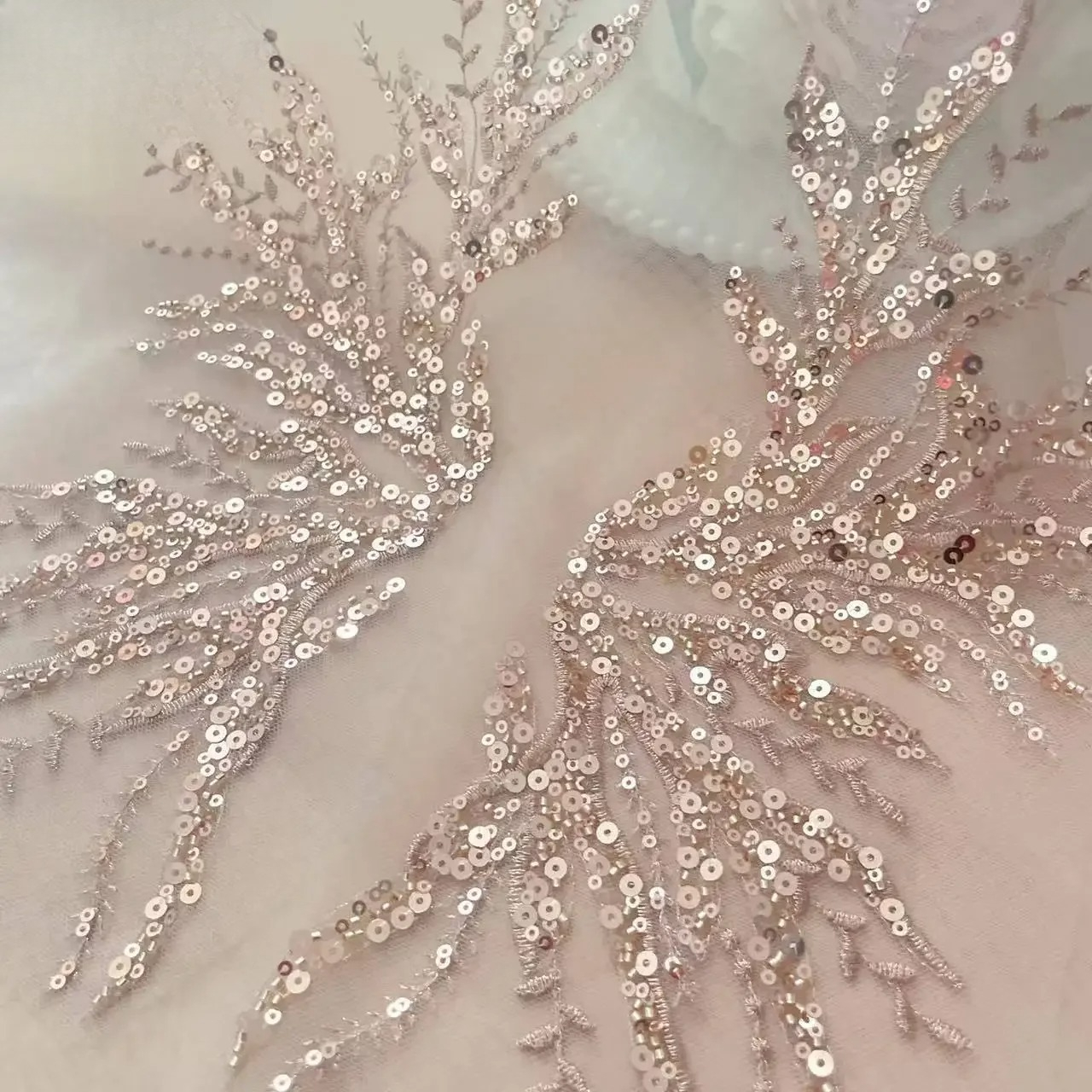 Applique Patch Flower - 5 Paar-2 Paar. Rose Gouden Pailletten