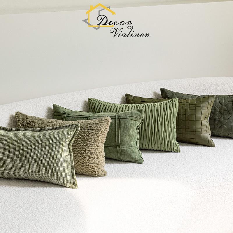 Velvet Ribbon Roll - Groen taillekussen, minimalistische bank in Scandinavische