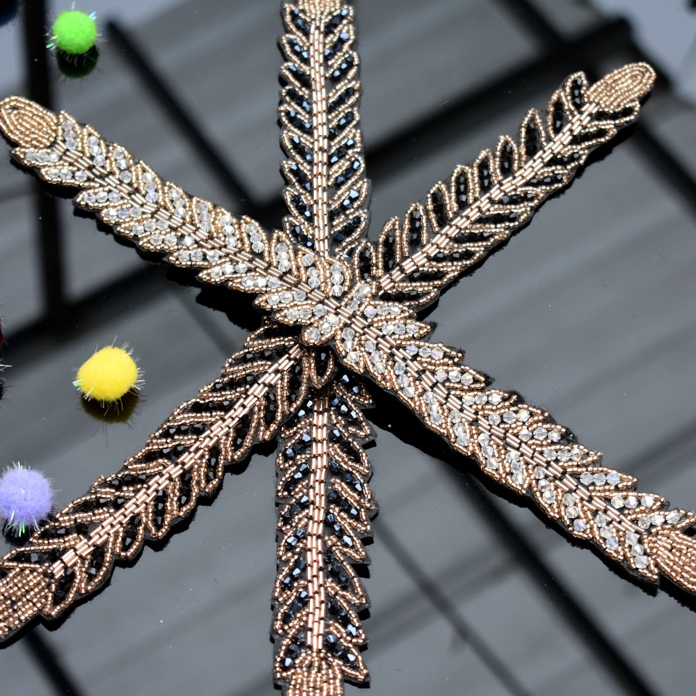 Sew On Rhinestone - Lange bladeren handgemaakte applique cystal strass
