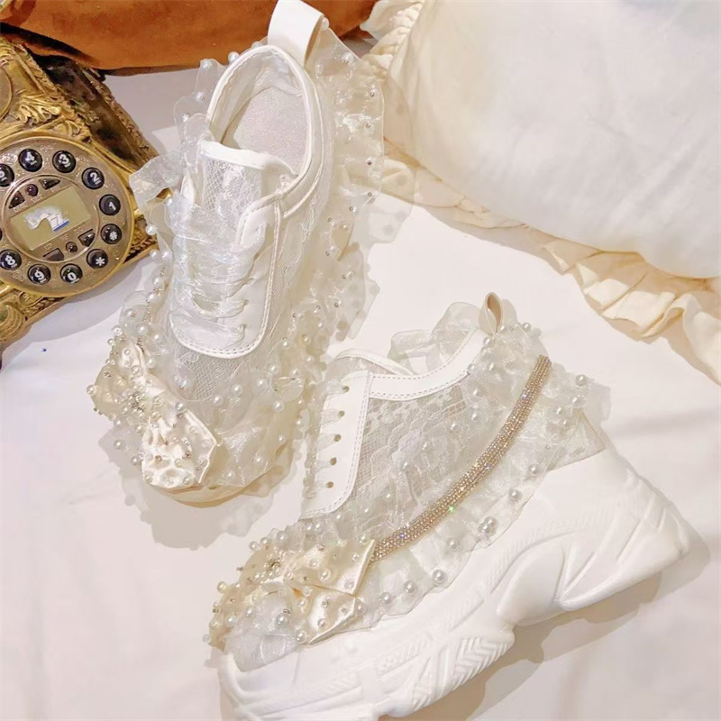 Crystal Mesh Fabric - Dikke bodem kant lint strass Parel