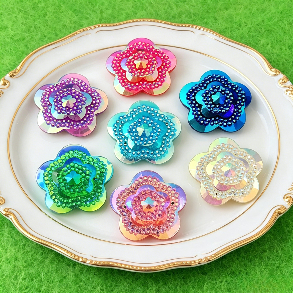 Sew On Rhinestone - 12 stuks Glitter Crystal AB Bloem