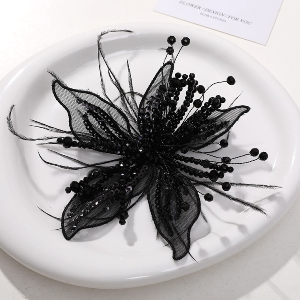 Applique Patch Flower - 1PC Feather Pearl 3D Organza Flower