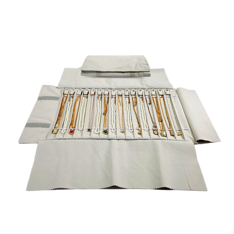 Velvet Ribbon Roll - Nieuwe kettingopslag roltas grijs PP fluwelen