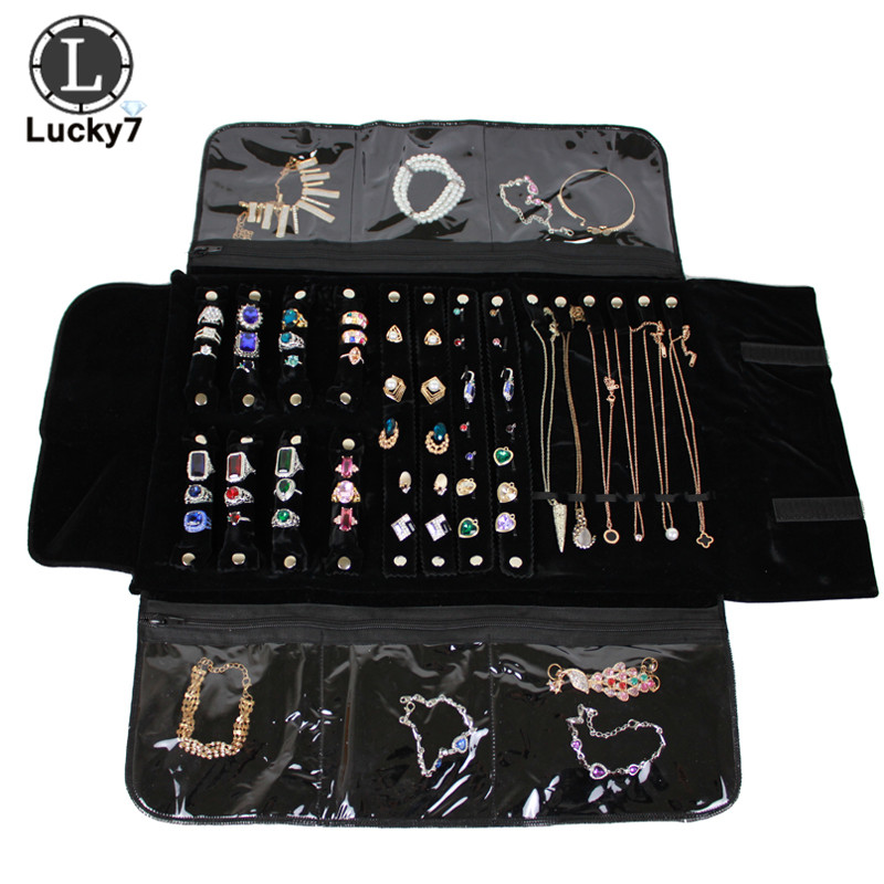 Velvet Ribbon Roll - Draagbare Rits Fluwelen Sieraden Rol Opbergtas