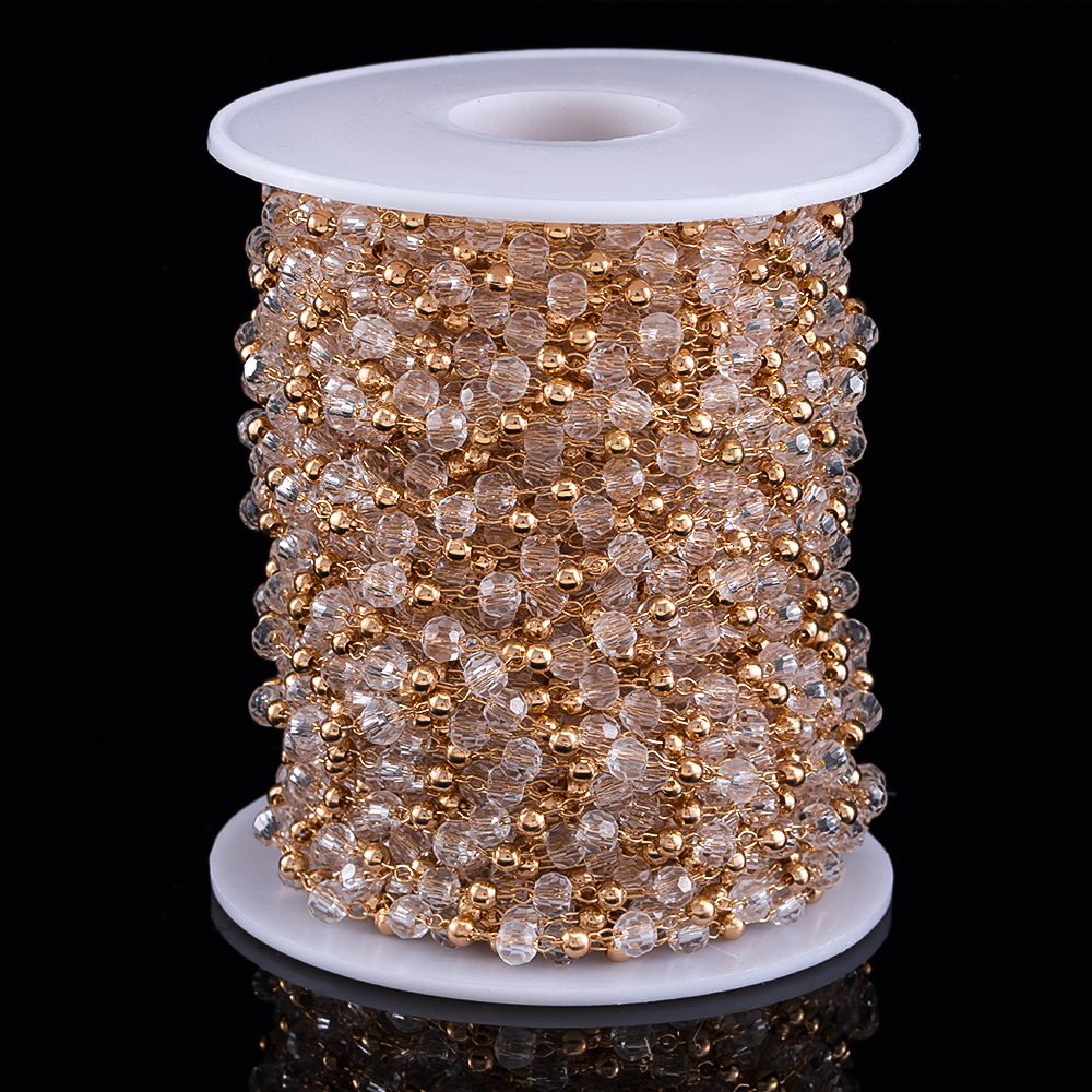 Pearl Trim Chain - Nieuwe Kristallen Ketting Gouden Kristal Koperen