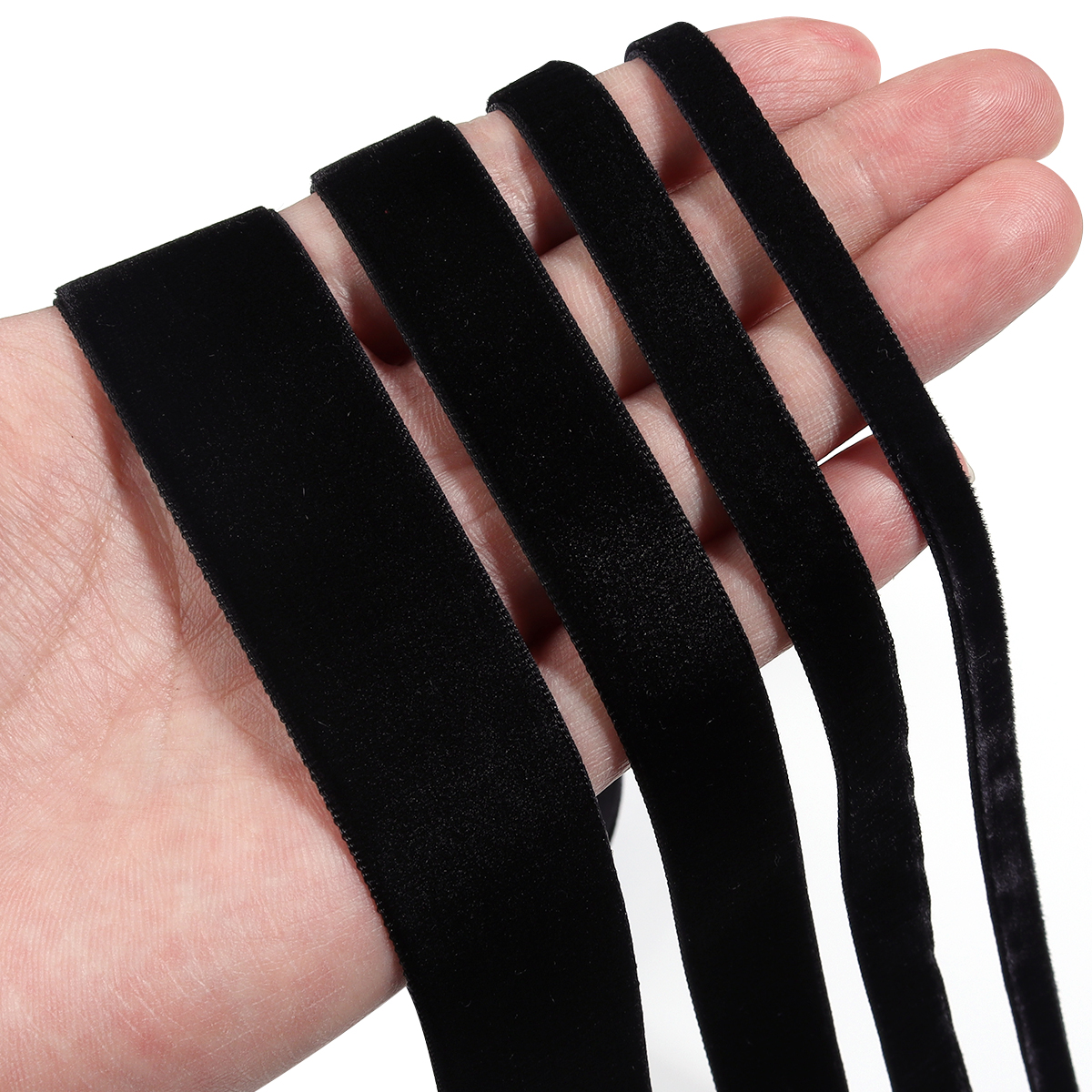 Velvet Ribbon Roll - 5-10Yards Zwart Fluwelen Lint Roll Enkelzijdig