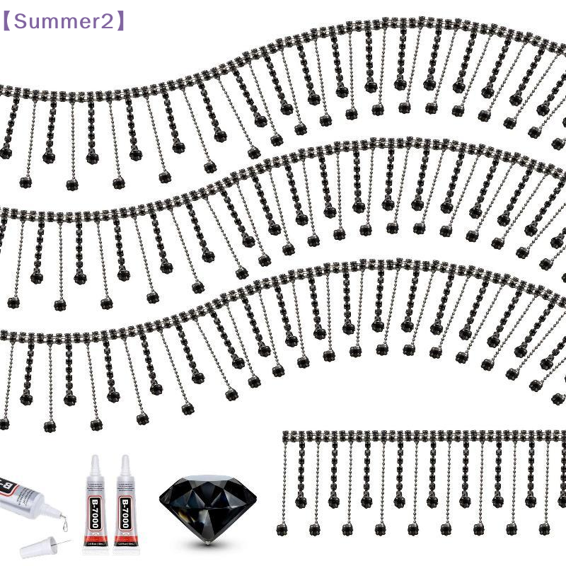 Sew On Rhinestone - 【Xia2】Glinsterende strass lint-kwastketting, sprankelende diamant-kristal kwastketting