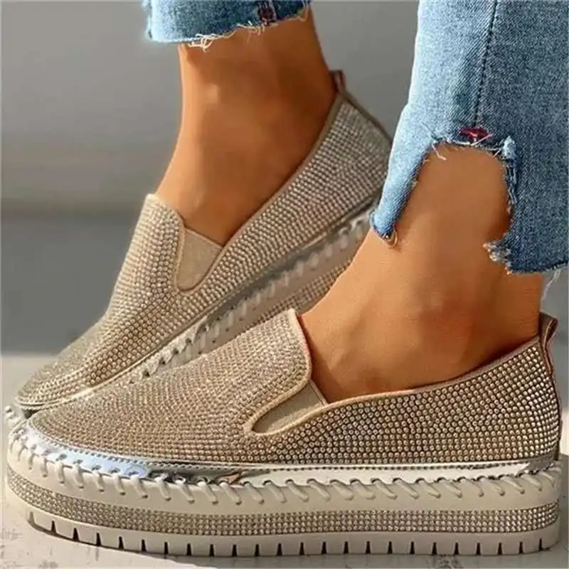 Sew On Rhinestone - Vrouwen Flats Strass Bling Naaien Platform
