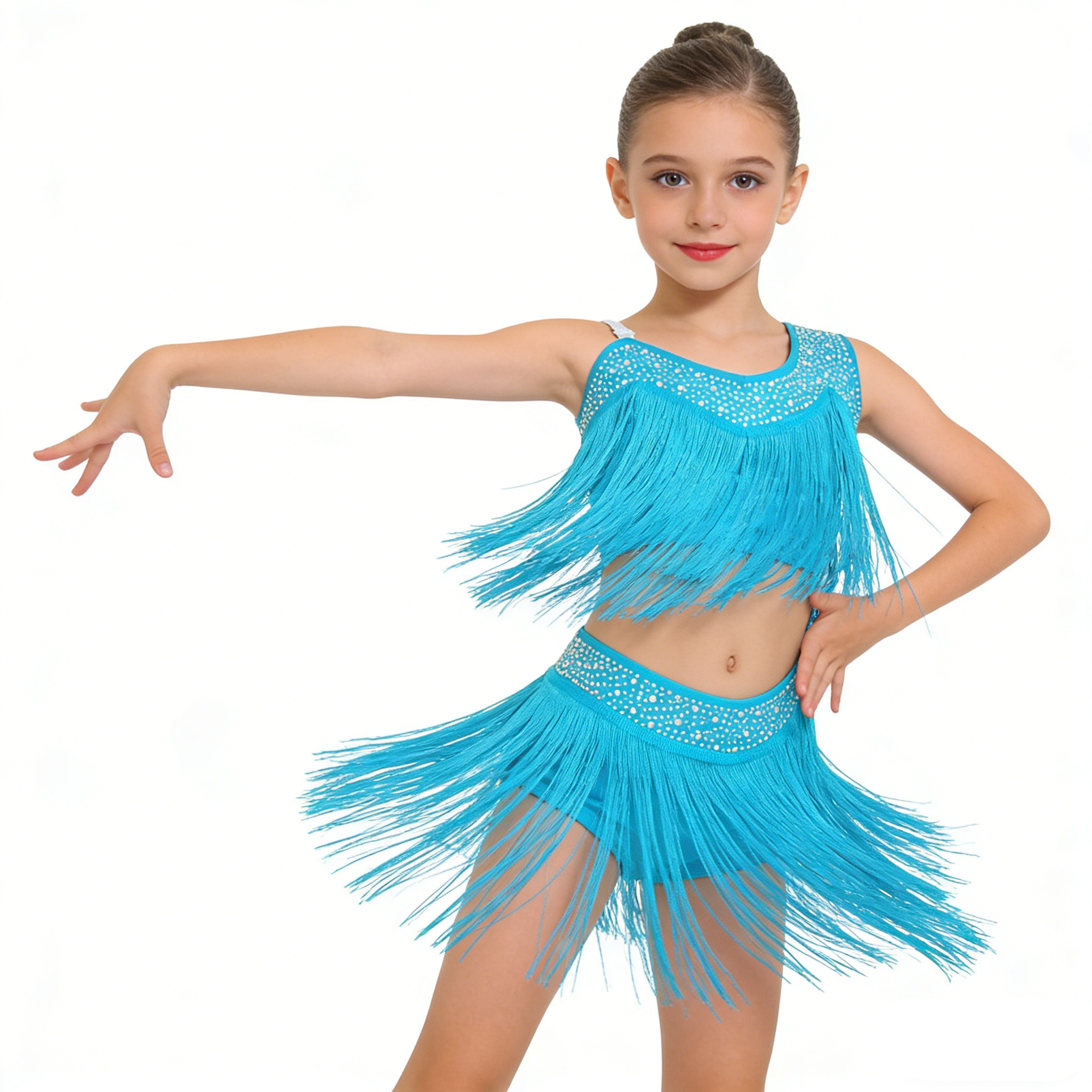 Rhinestone Banding Trim - 6-16Y Meisjes Latin Jazz Dans Cha-Cha