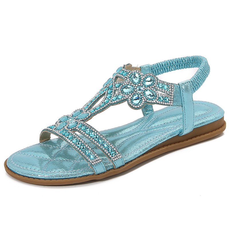 Sew On Rhinestone - Grote maat opengewerkte sandalen Boheemse stijl