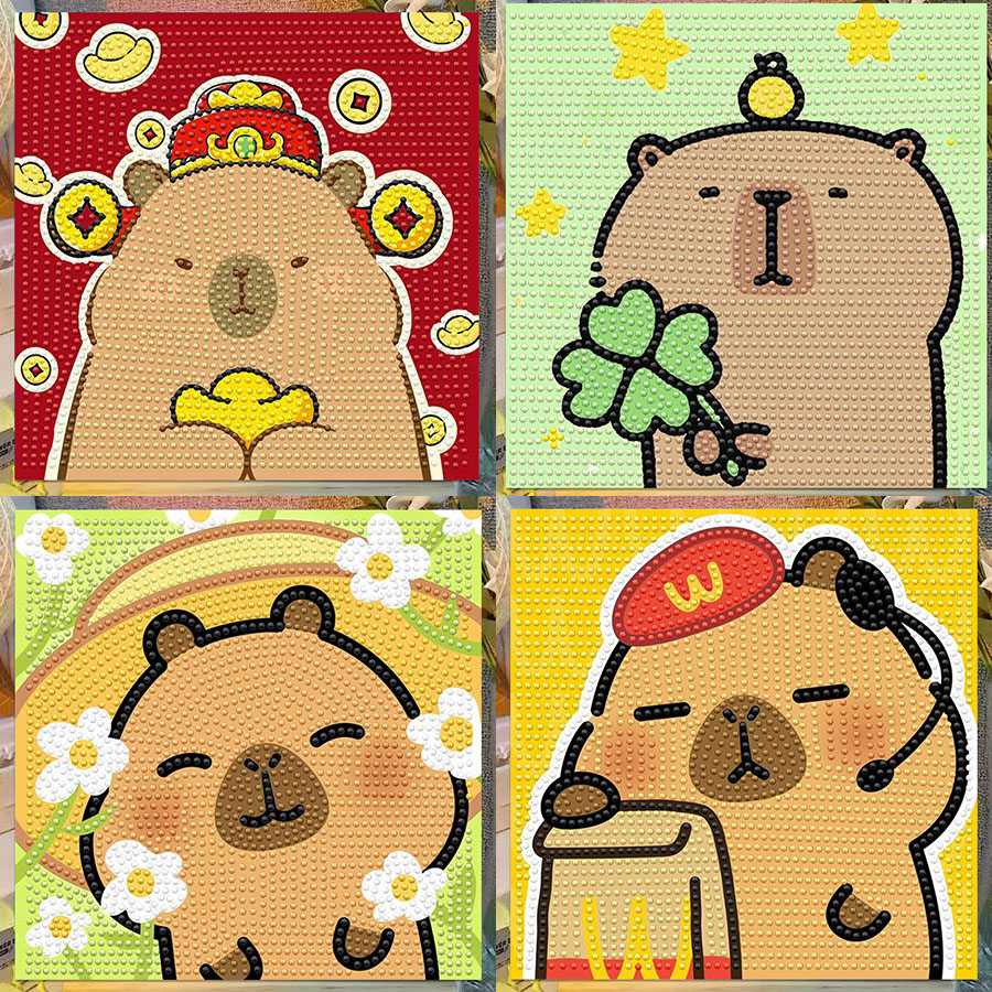 Embroidery Embellishments - Cartoon Capibala Crystal Diamond decoratief schilderij