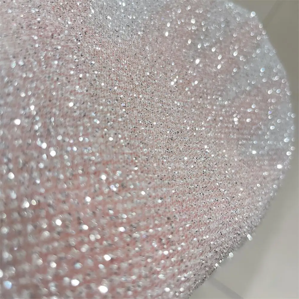 Crystal Mesh Fabric - Superdensity-zilver glitter netgaren, Hot Diamond Spray,