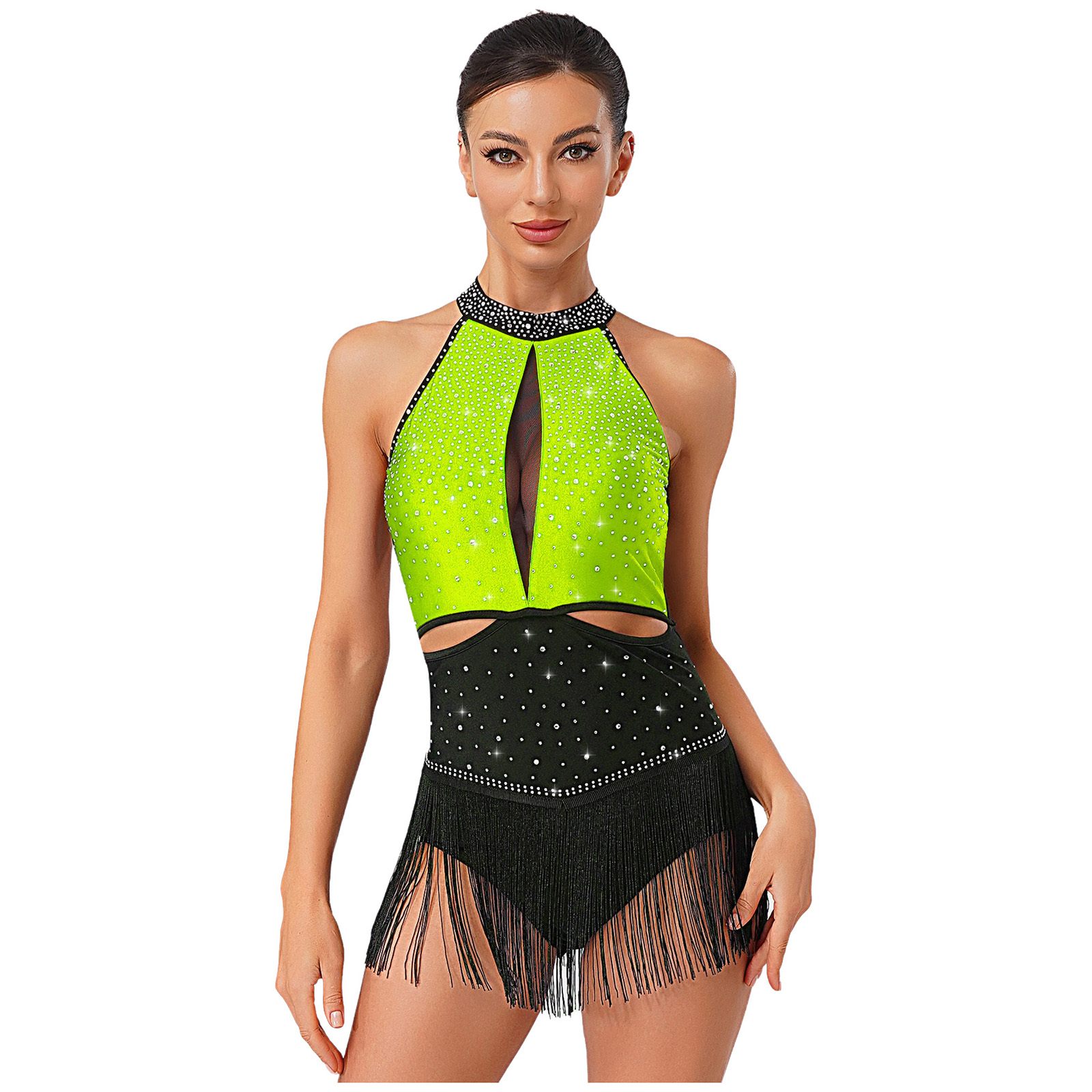 Vrouwen Dans Ritmische Jurken  - Rhinestone Banding Trim recensie en prijs