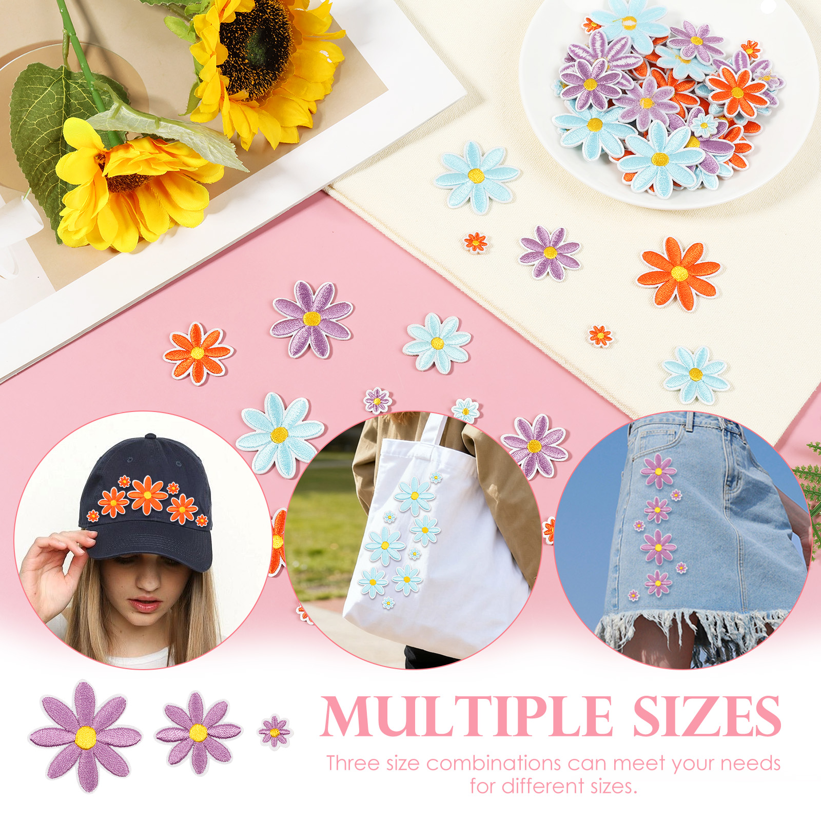 60 stuks 3 maten Daisy bloemen - Applique Patch Flower recensie en prijs