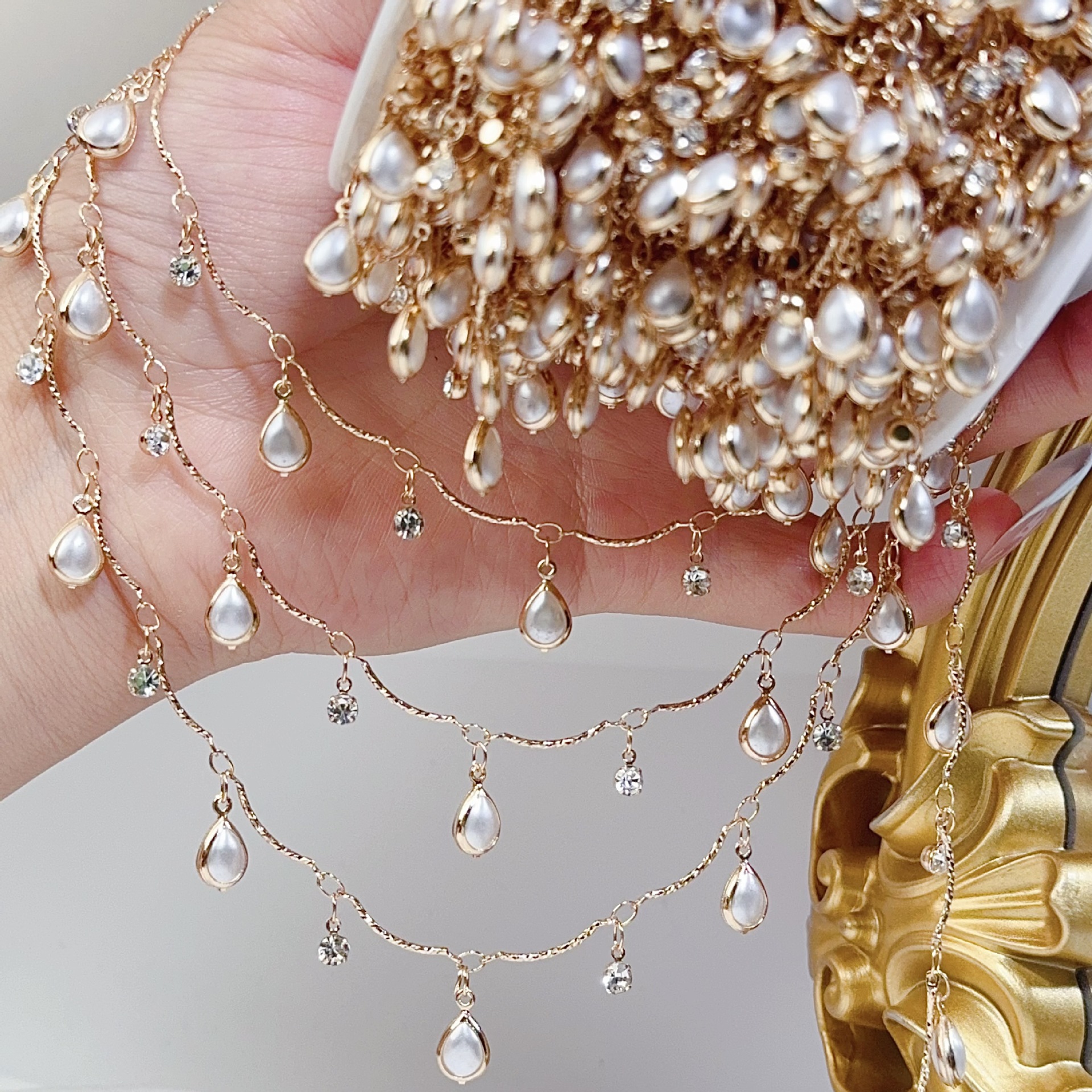 0.5/1/2M Prachtige Gebogen Sto - Pearl Trim Chain recensie en prijs