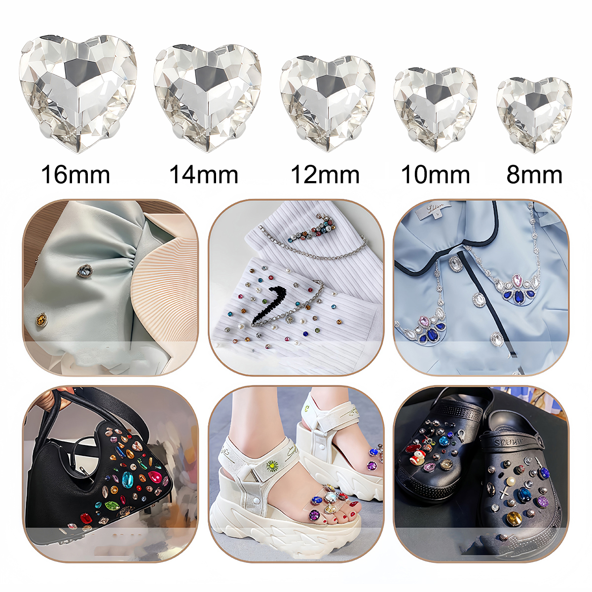 Hartvormige glazen steentjes m - Sew On Rhinestone recensie en prijs