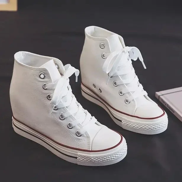 Hoge 8 cm Platform Canvas Scho - Guipure Lace Panel recensie en prijs