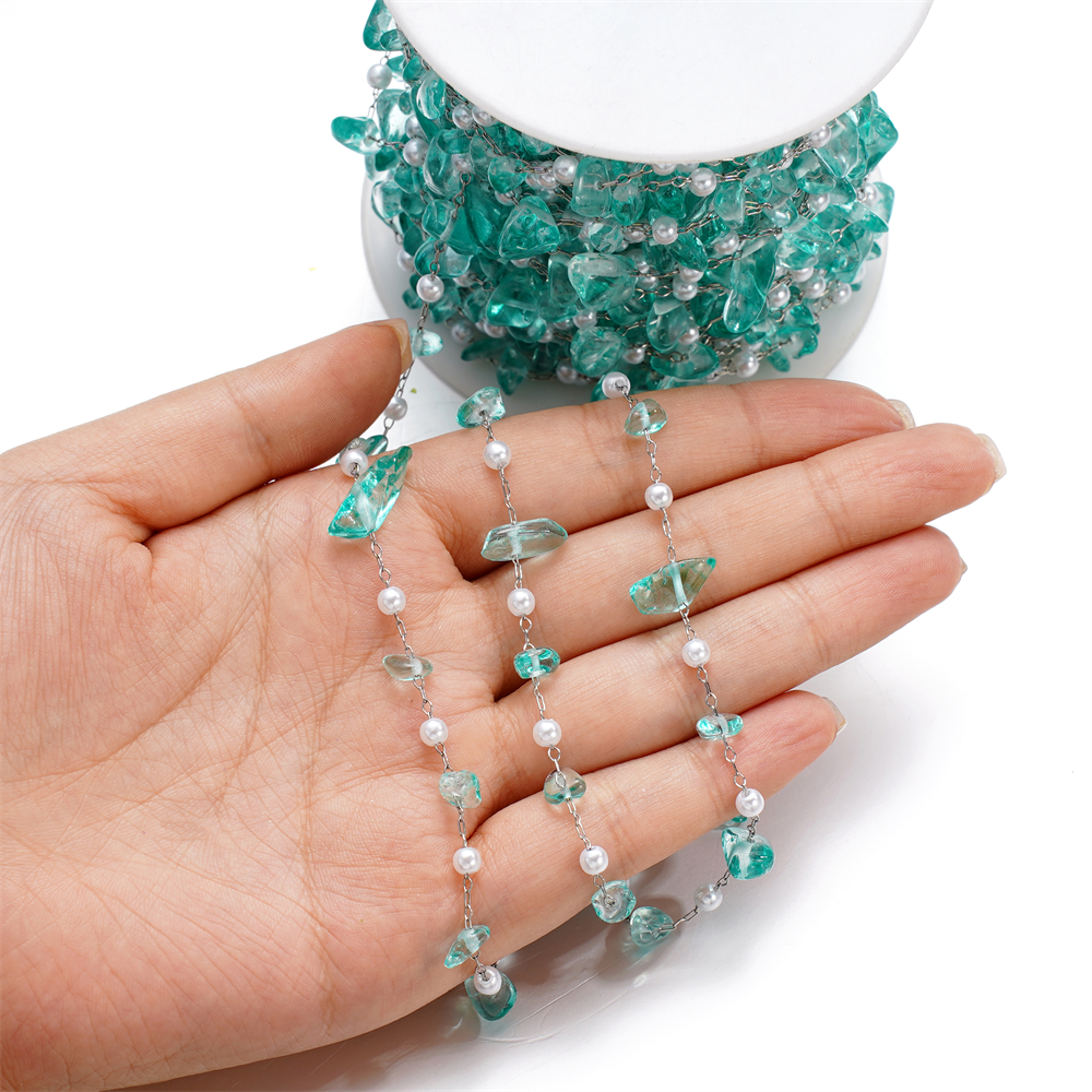 1Meter Crystal Glass Stone And - Pearl Trim Chain recensie en prijs