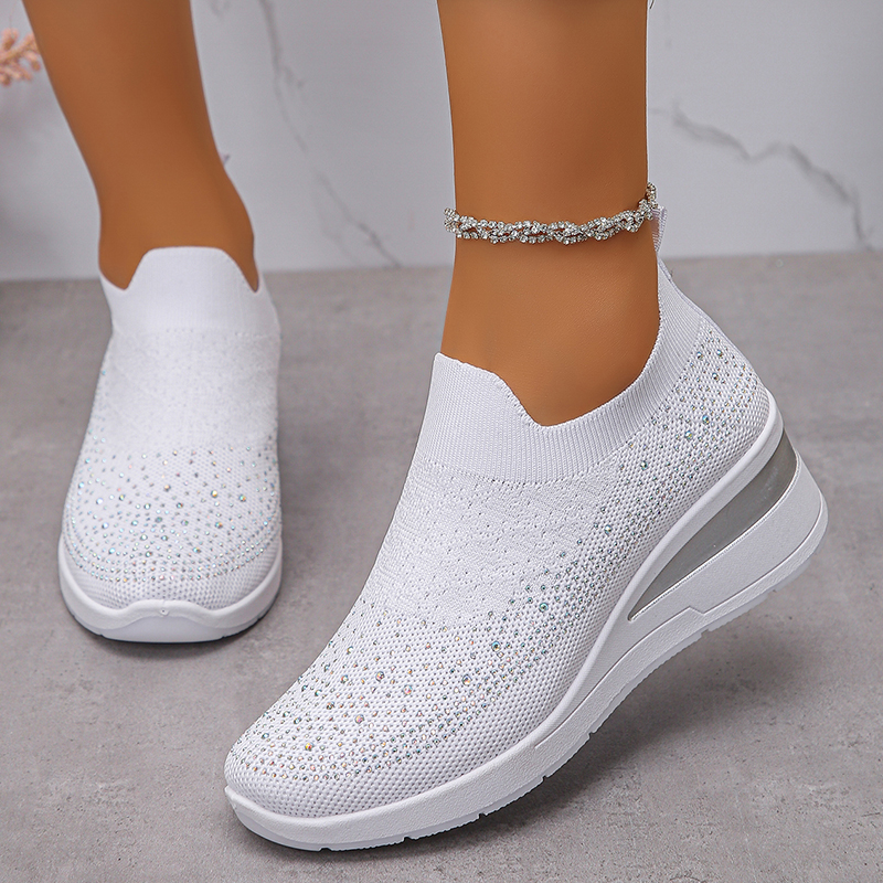 Strass Decor Wedge Sneakers vo - Crystal Mesh Fabric recensie en prijs