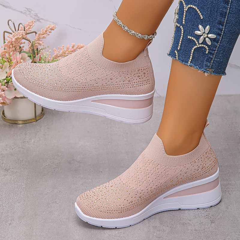 Strass Decor Wedge Sneakers vo - Crystal Mesh Fabric recensie en prijs