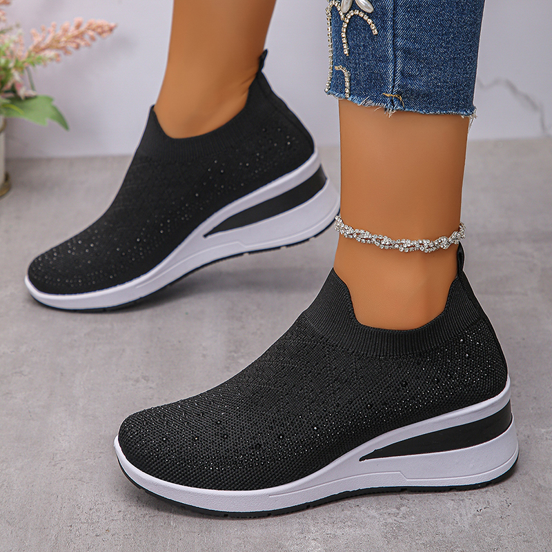 Strass Decor Wedge Sneakers vo - Crystal Mesh Fabric recensie en prijs