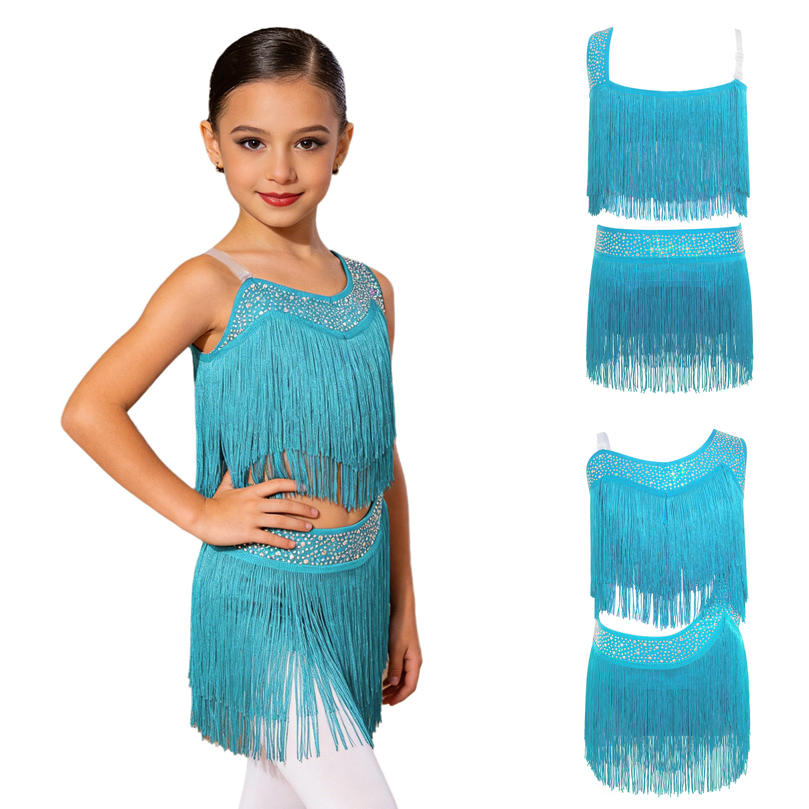 6-16Y Meisjes Latin Jazz Dans  - Rhinestone Banding Trim recensie en prijs