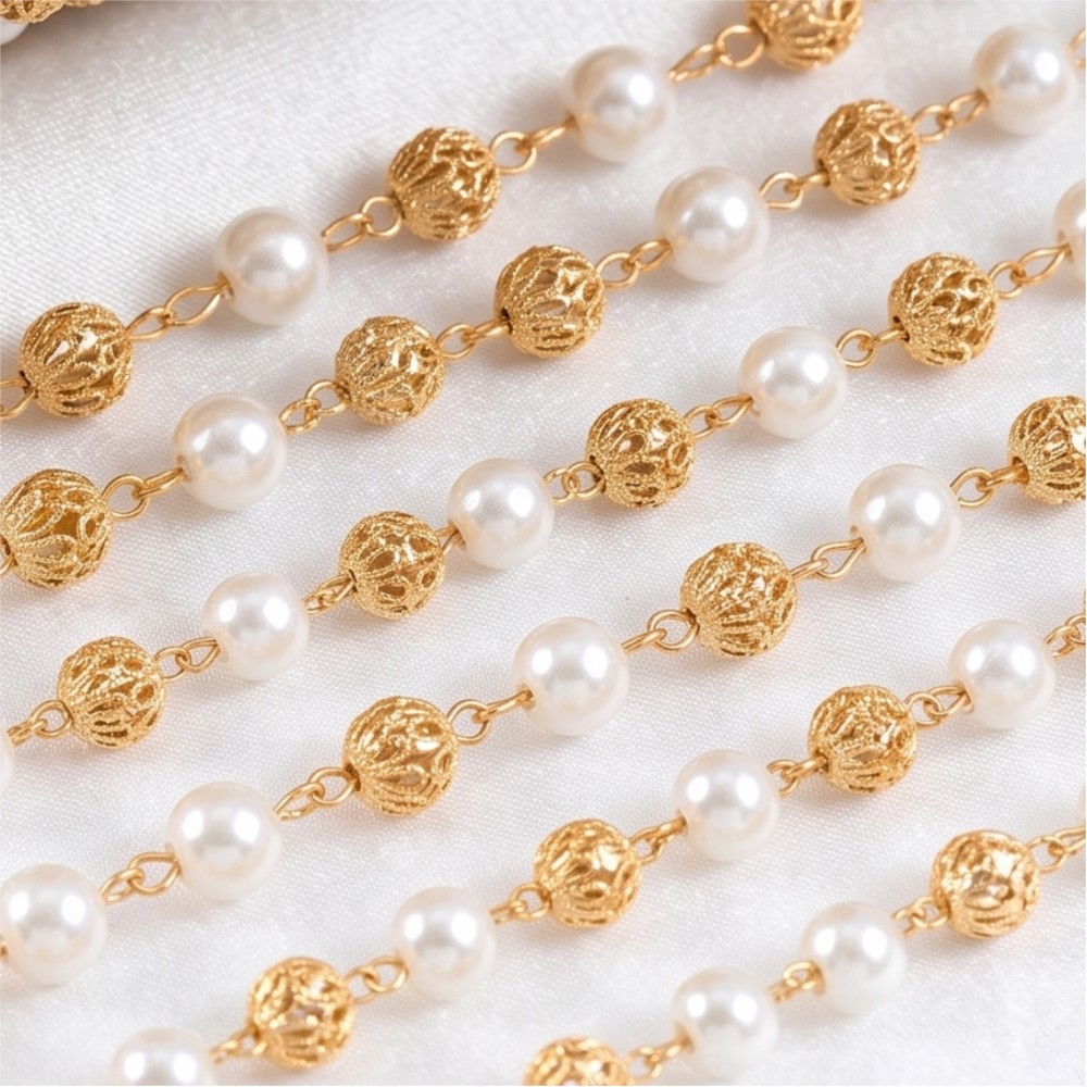 0,5 meter/1 meter Faux Pearl B - Pearl Trim Chain recensie en prijs